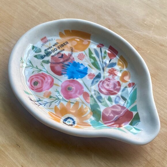 Demdaco Melamine/Bamboo Fiber 'Bold Floral' Spoon Rest, Brand New - Picture 5 of 6